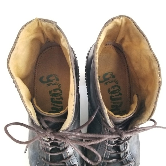 GROUNDHOG Combat Boots Brown Distressed Leather - Picture 8 of 12